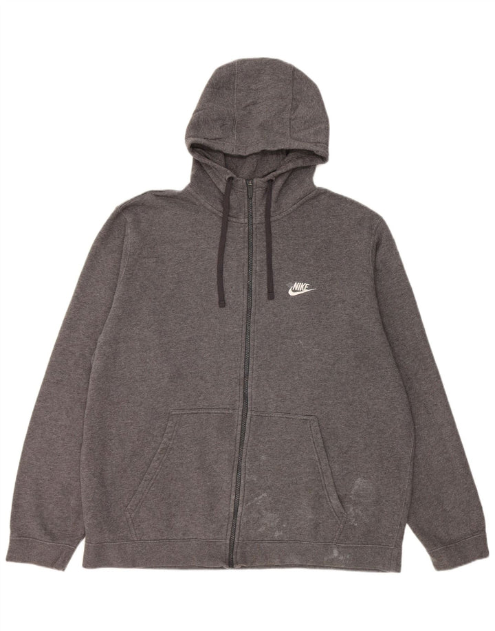 Męski sweter z kapturem i zamkiem Nike, 2XL, szara bawełna