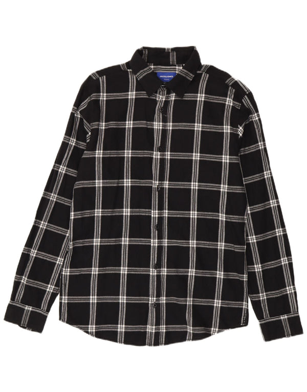Męska koszula flanelowa Jack & Jones, duża, czarna, bawełniana w kratę