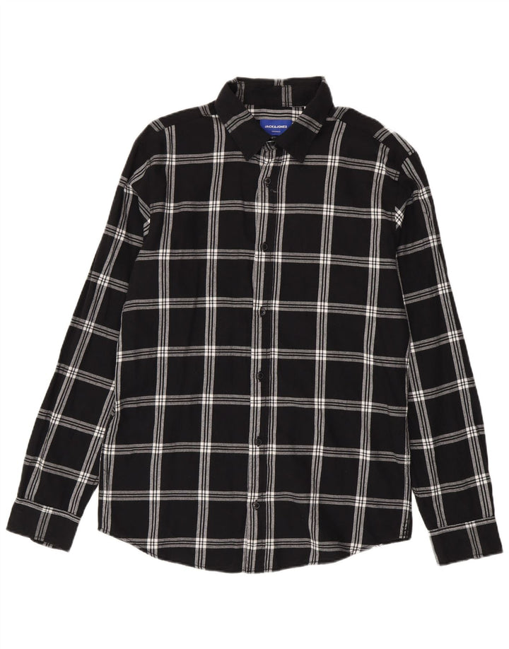 Męska koszula flanelowa Jack & Jones, duża, czarna, bawełniana w kratę