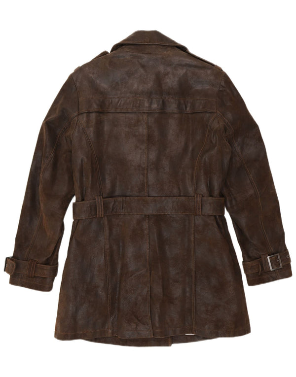 Frieda & Freddies Womens Leather Coat IT 44 Medium Brown