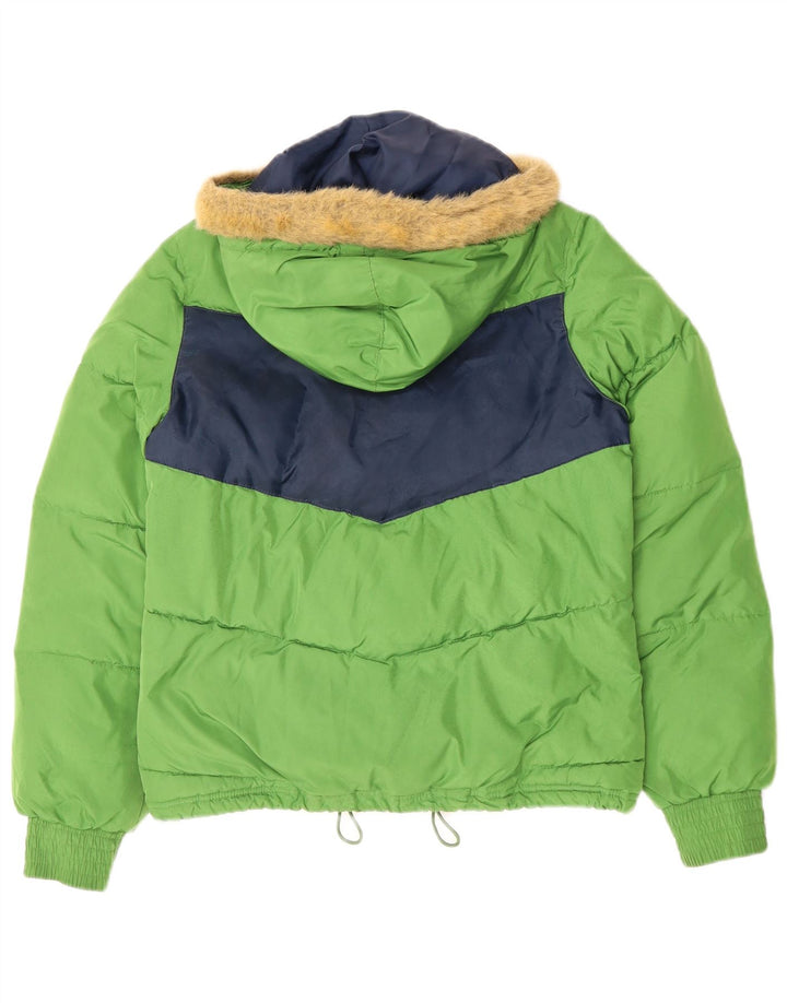 Damska kurtka z kapturem i wyściełaną Adidas EU 38, poliester w kolorze średniej zieleni