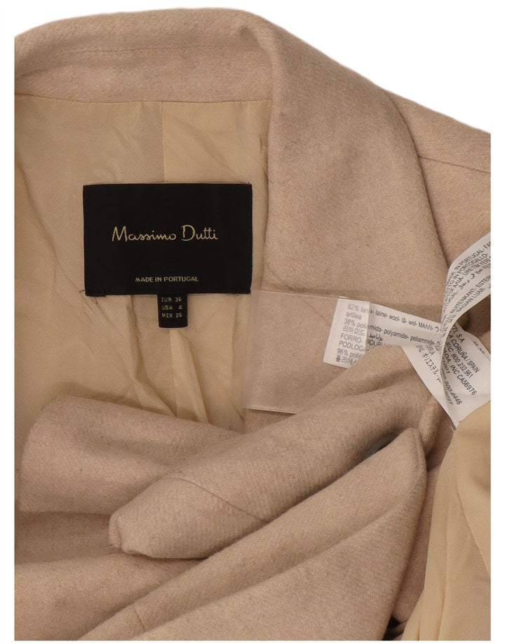 Massimo Dutti Damska marynarka zapinana na 1 guzik EU 36 XS Beżowa wełna