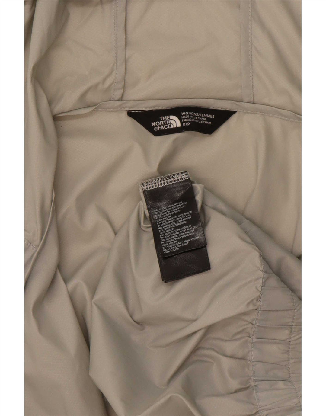 Damska kurtka przeciwdeszczowa z kapturem, oversize, The North Face, UK 10, mała, szara, nylonowa