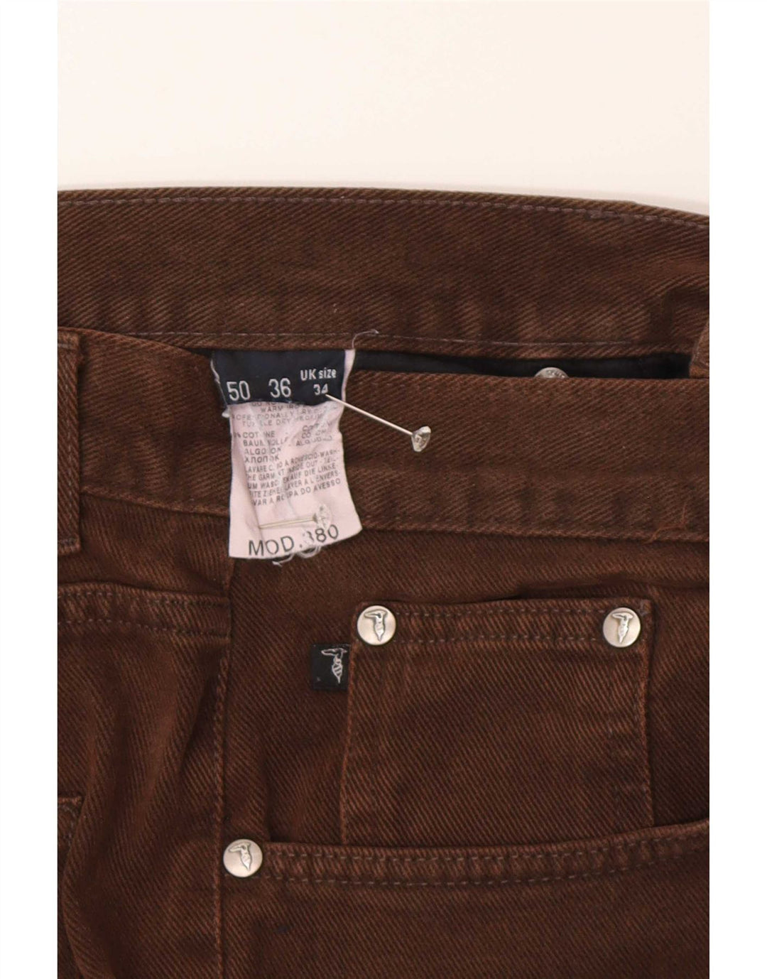 Męskie proste dżinsy Trussardi W34 L30 Brązowa bawełna