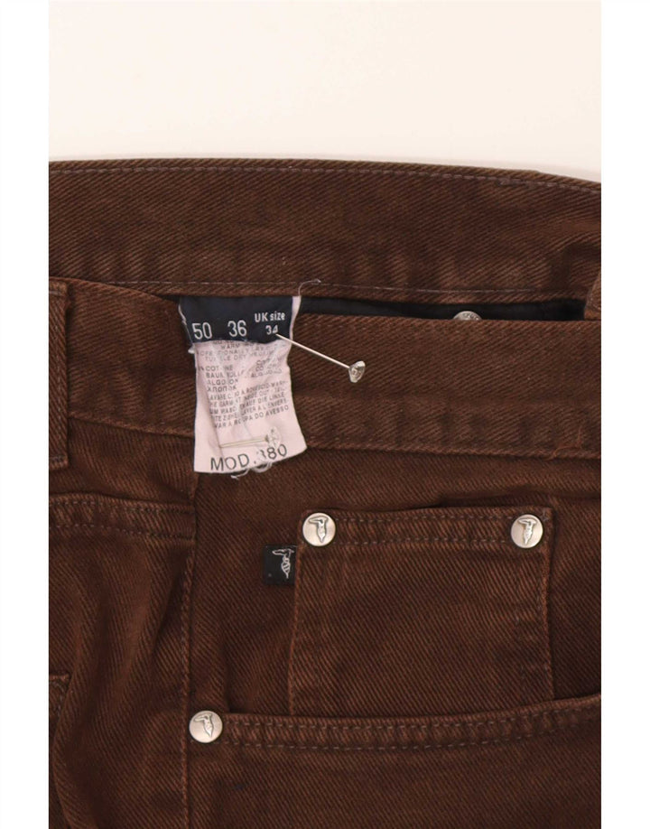 Męskie proste dżinsy Trussardi W34 L30 Brązowa bawełna