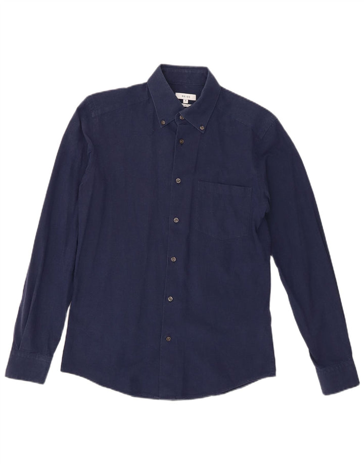Koszula męska Reiss Slim Fit, mała, granatowa, bawełniana