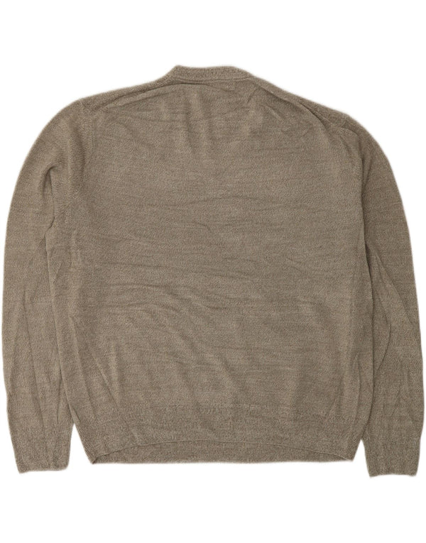 Męski sweter DOCKERS XL z dekoltem w kształcie litery V, khaki, nakrapiany akryl