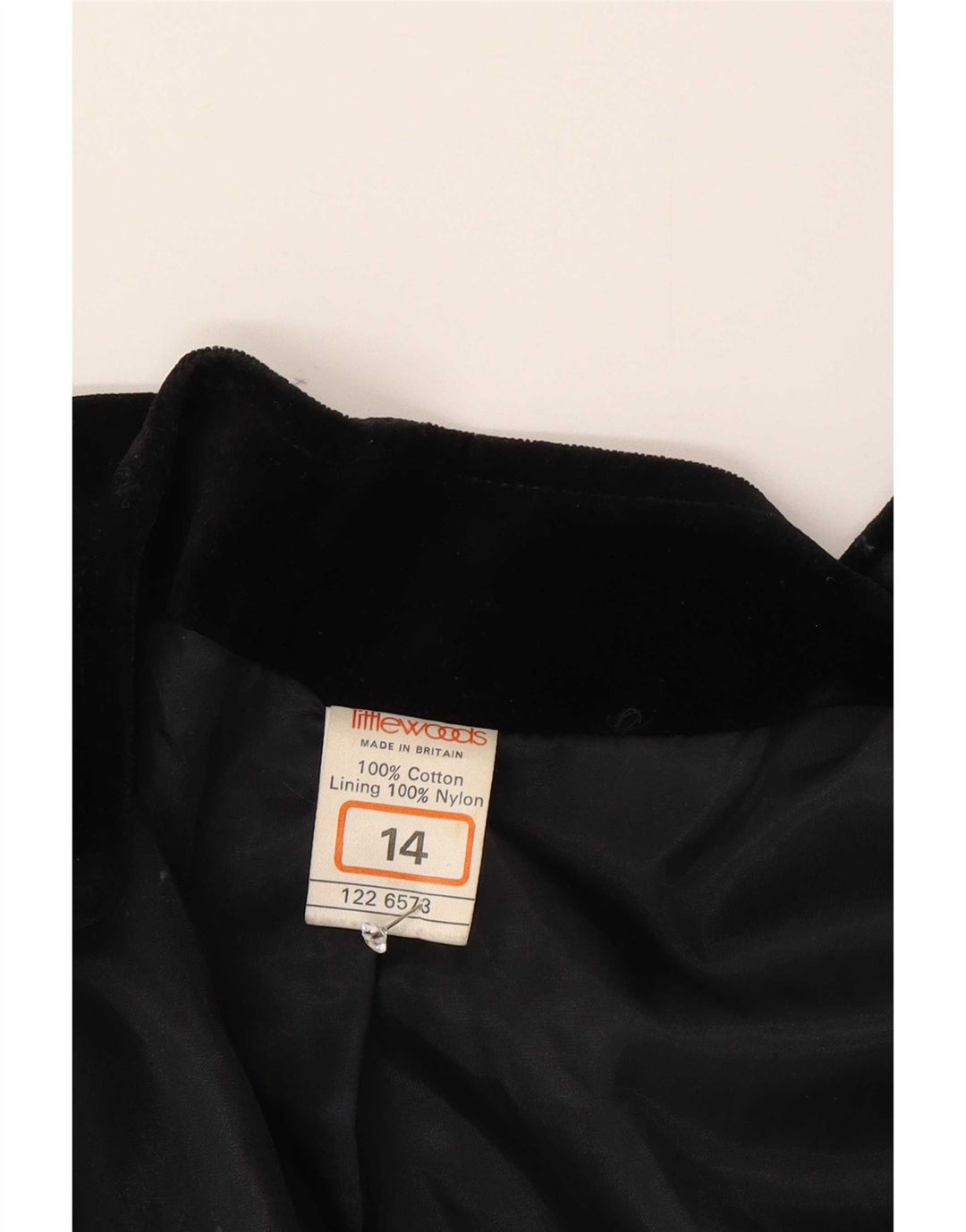 Vintage damska aksamitna marynarka oversize UK 14, średnia czarna bawełna