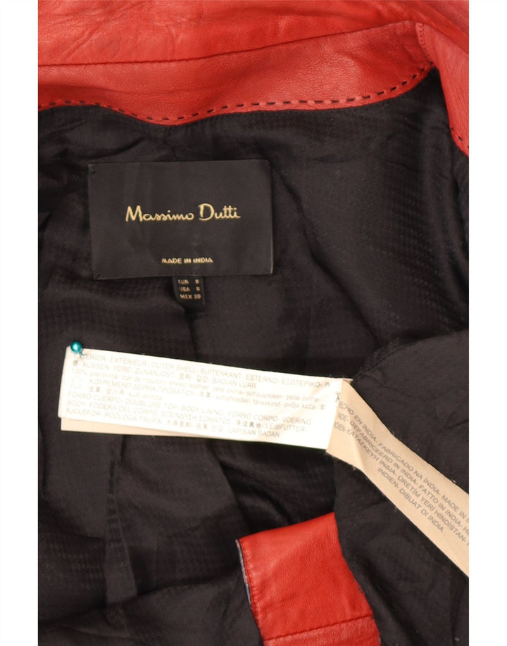 Męska skórzana kurtka motocyklowa Massimo Dutti UK 36, mała, czerwona skóra