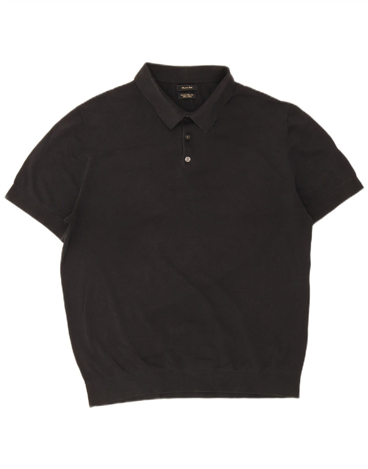 Męska koszulka polo Massimo Dutti, duża, czarna, bawełniana