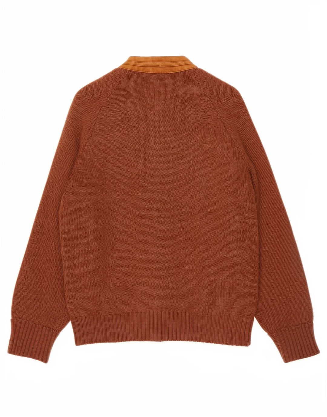 Vintage męski sweter rozpinany, średniej wielkości brązowa skóra