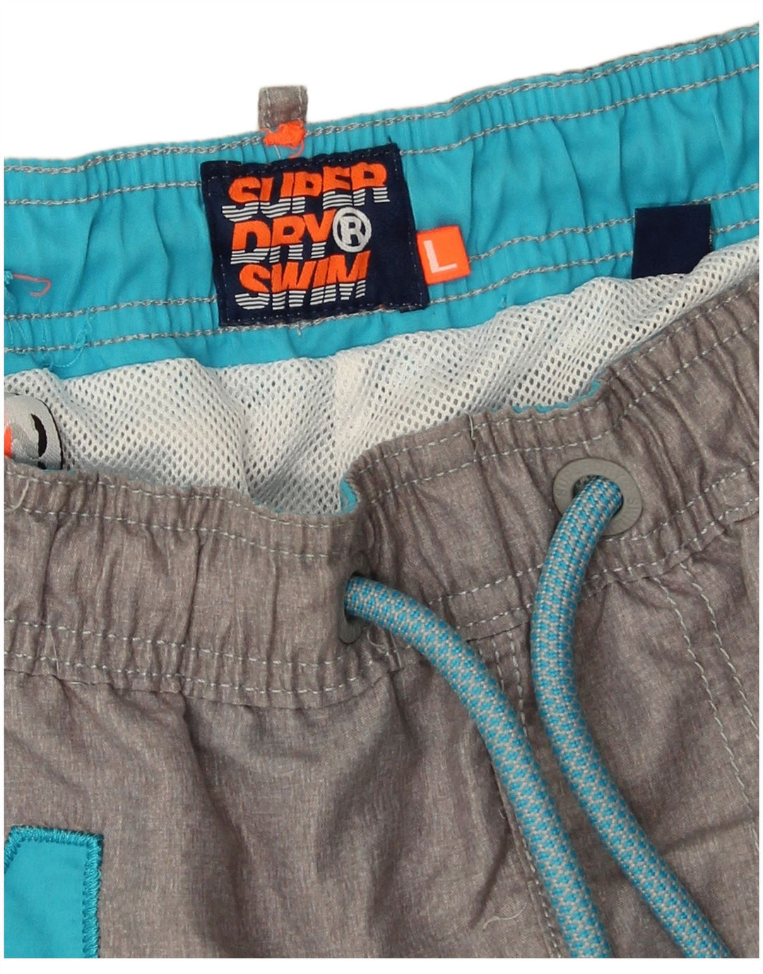 Męskie spodenki kąpielowe Superdry z grafiką, duże, szare, z poliestru