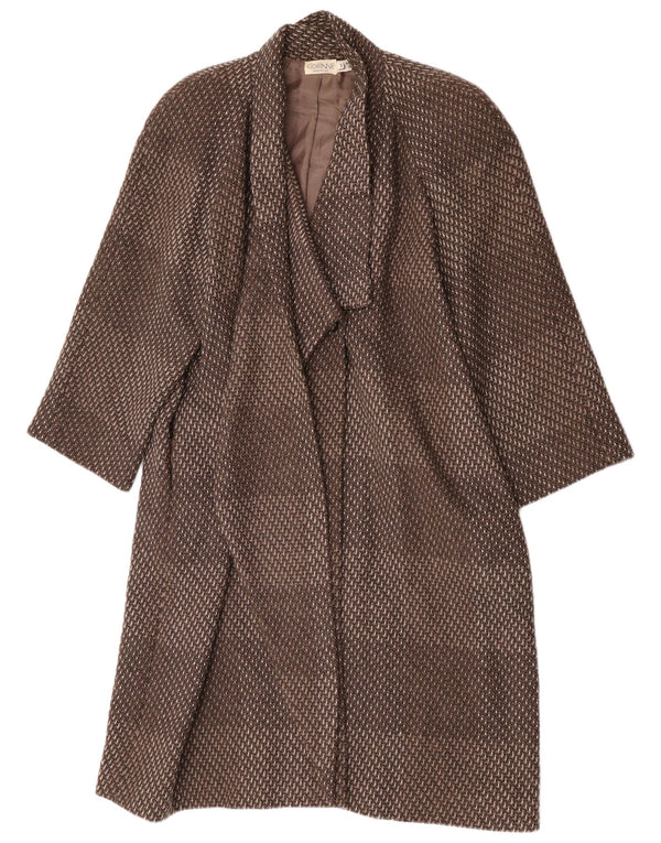 Płaszcz damski w stylu vintage EU 44 XL, wełniany w brązowe paski