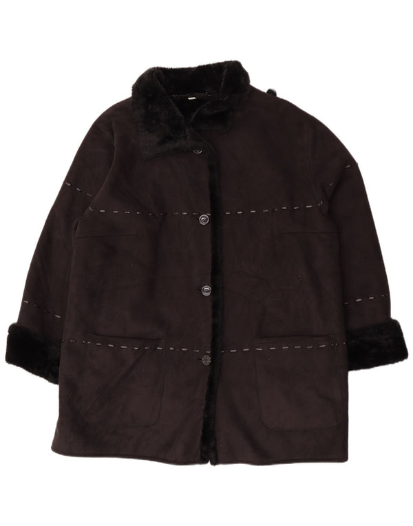 Vintage damska kurtka Sherpa UK 26 5XL Czarny akryl