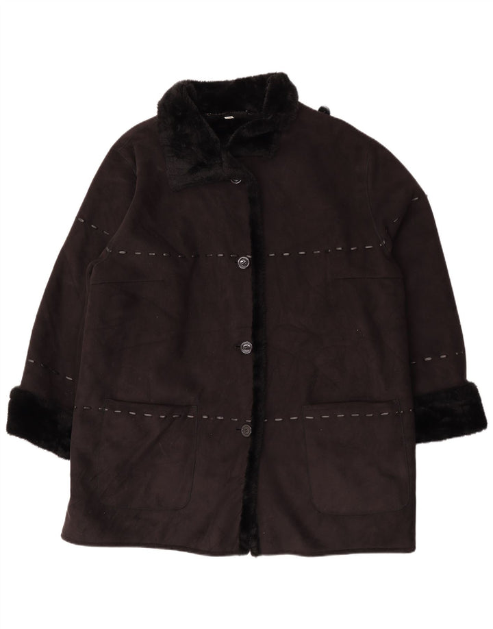 Vintage damska kurtka Sherpa UK 26 5XL Czarny akryl