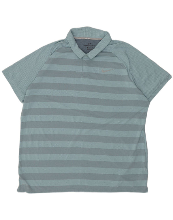 Męska koszulka polo NIKE 2XL z poliestru w niebieskie paski