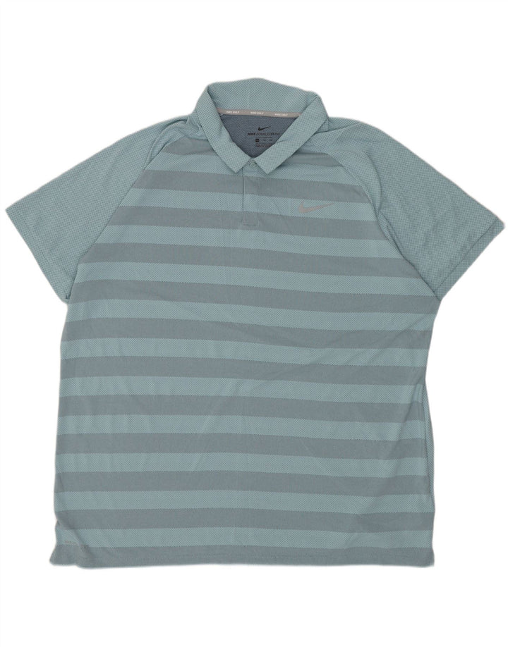 Męska koszulka polo NIKE 2XL z poliestru w niebieskie paski