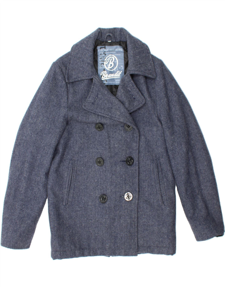 BRANDIT Womens Oversized Double Breasted Coat UK 10 Small Navy Blue Wool Vintage Brandit and Second-Hand Brandit from Messina Hembry 