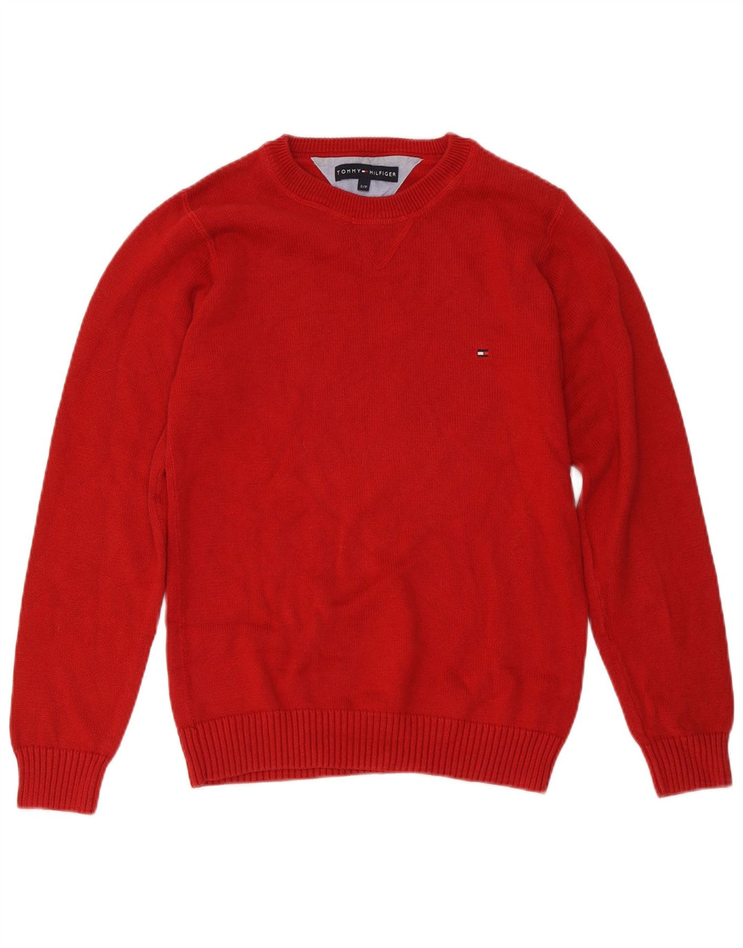 Męski sweter z okrągłym dekoltem Tommy Hilfiger, mały, czerwony, bawełniany