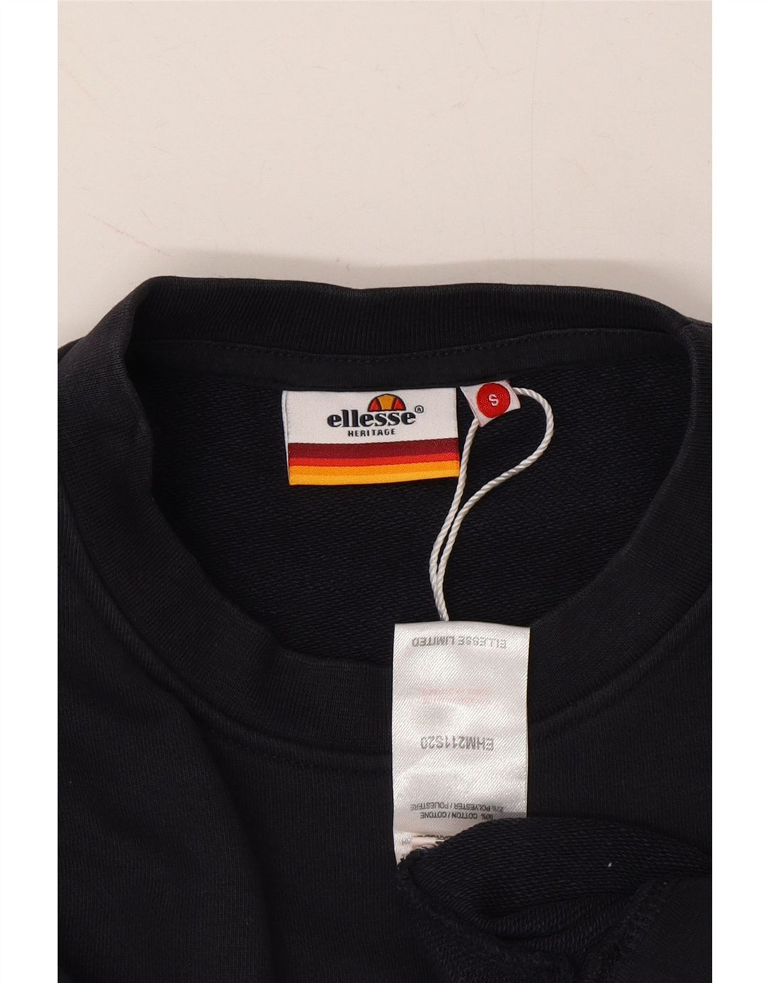 ELLESSE Mens Graphic Sweatshirt Jumper Small Black Cotton Vintage Ellesse and Second-Hand Ellesse from Messina Hembry 