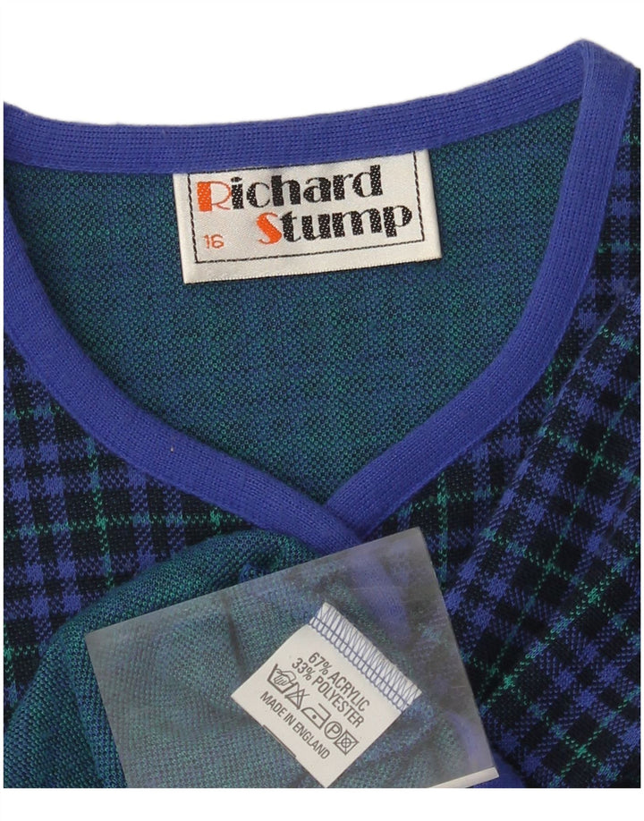 RICHARD STUMP Damska marynarka zapinana na 5 guzików UK 16, duża niebieska krata