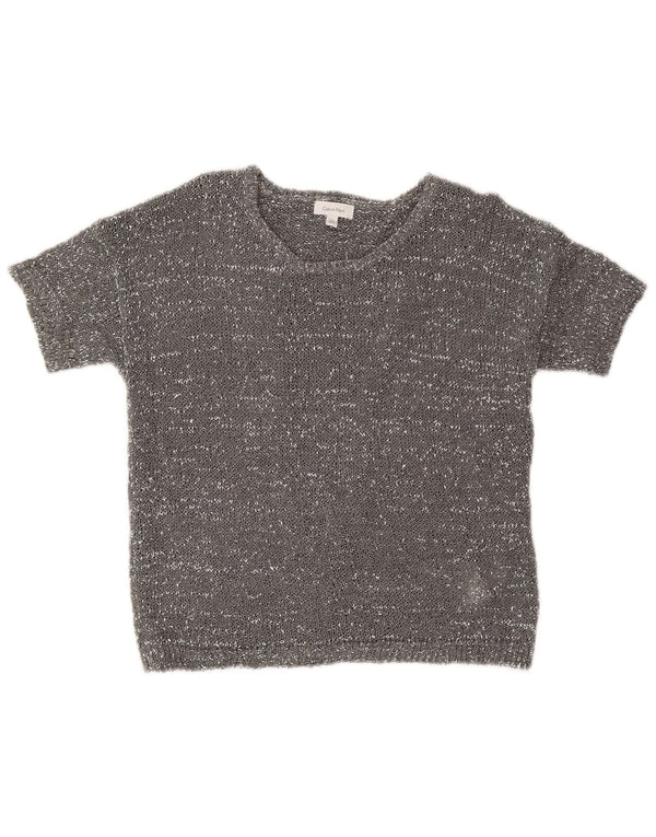 Sweter damski Calvin Klein z dekoltem w łódkę UK 10, mały, szary, nowoczesny