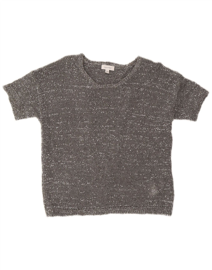 Sweter damski Calvin Klein z dekoltem w łódkę UK 10, mały, szary, nowoczesny