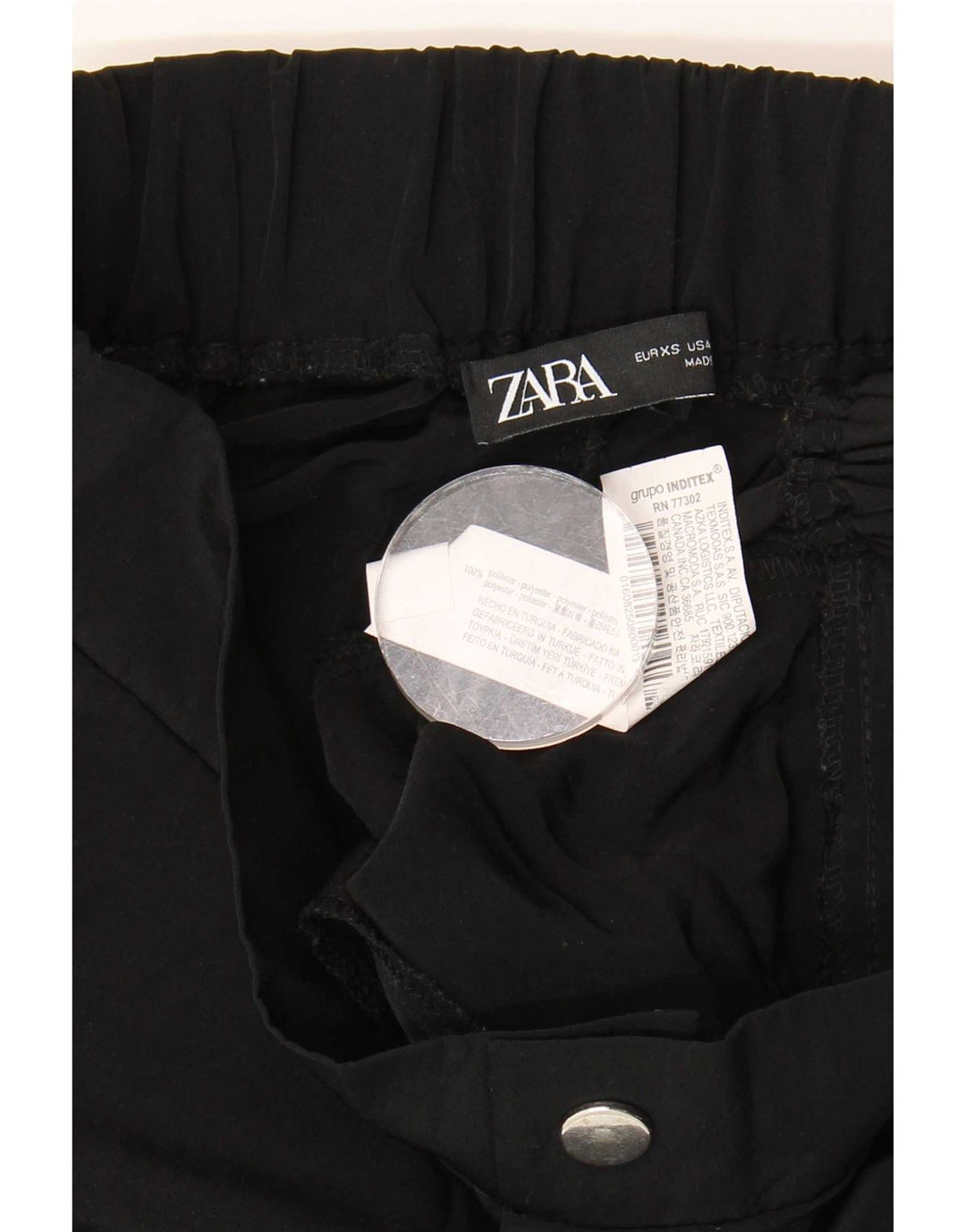 Damskie spodnie joggery Zara Cargo XS W24 L25 Czarny poliester