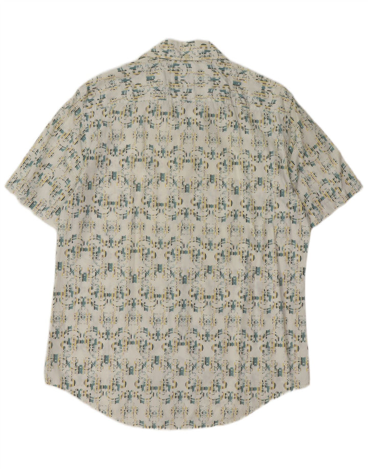 CALVIN KLEIN JEANS Mens Grant Fit Abstract Pattern Shirt Large White