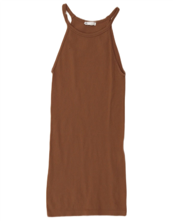 Sukienka damska Zara Mini Halter UK 4 XS Brązowa