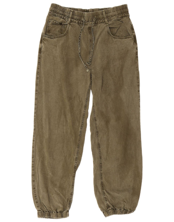 Damskie joggery Zara, krótkie jeansy, małe W26 L25 Khaki, wiskoza