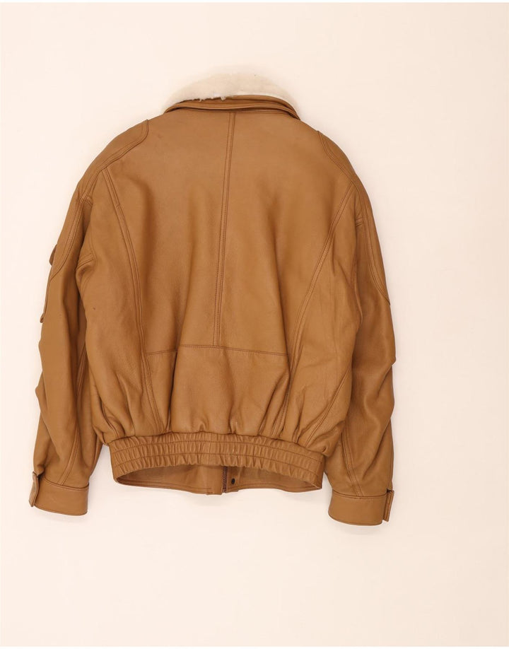 Pointers Męska kurtka skórzana o luźnym kroju UK 38 Średniobrązowa skóra