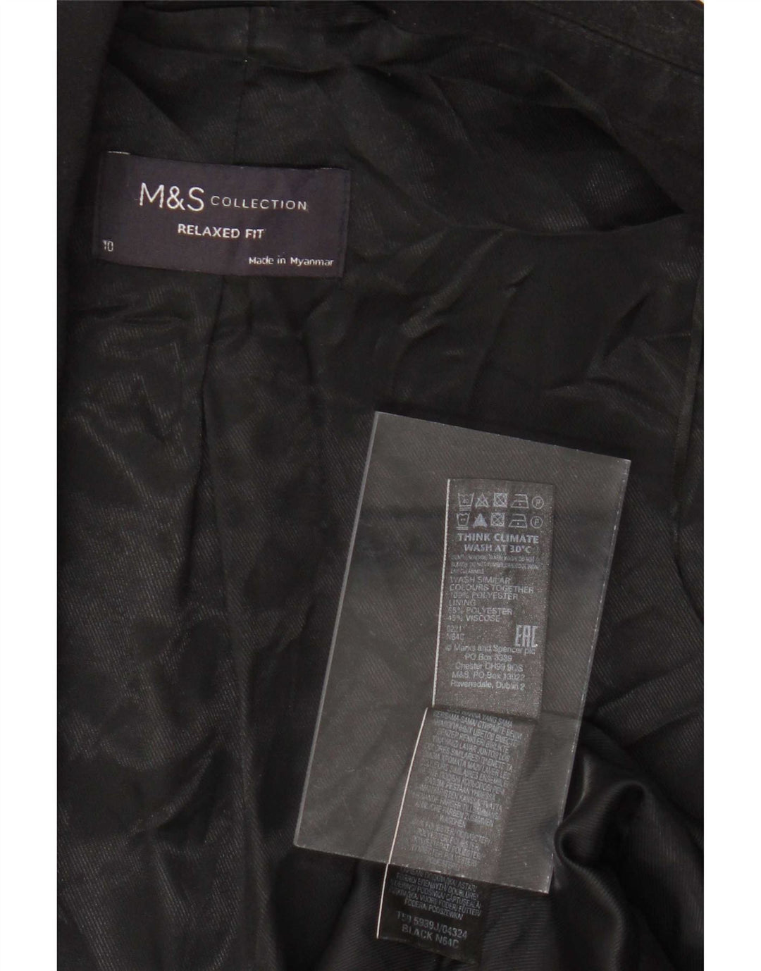 Marks & Spencer Damska marynarka o swobodnym kroju UK 10, mała czarna