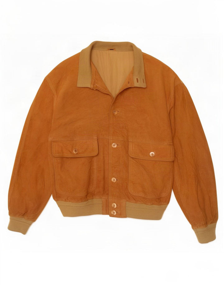 Vintage męska zamszowa kurtka bomber IT 50 duża brązowa skóra
