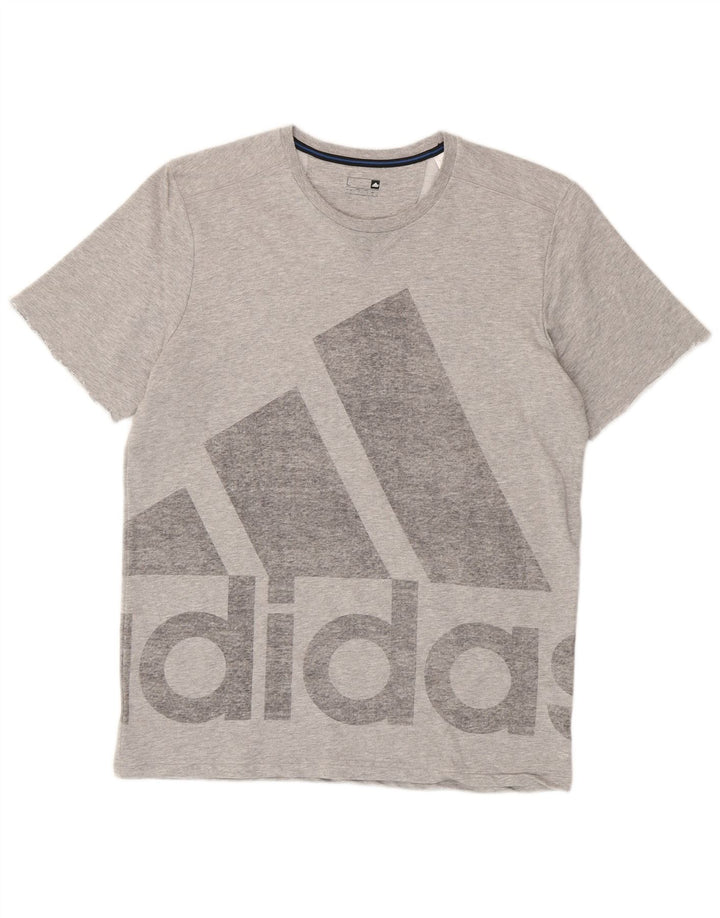 Męska koszulka z grafiką Adidas, duża, szara, bawełniana