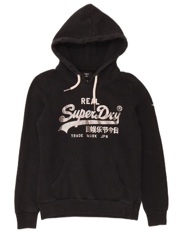 Damski sweter z kapturem Superdry Graphic UK 6 XS, czarny, bawełniany