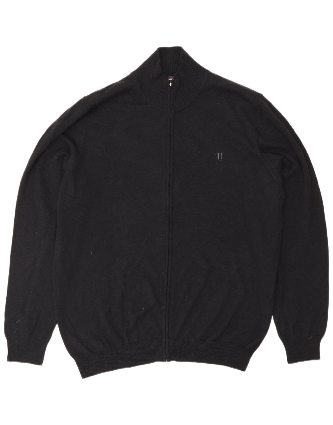 TRUSSARDI JEANS Męski sweter kardigan 3XL Czarna wełna