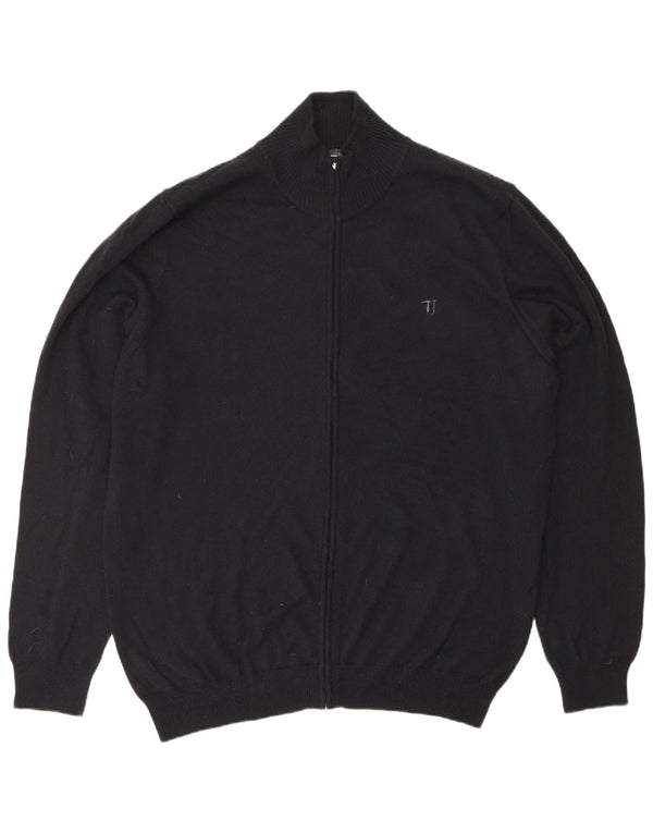 TRUSSARDI JEANS Męski sweter kardigan 3XL Czarna wełna