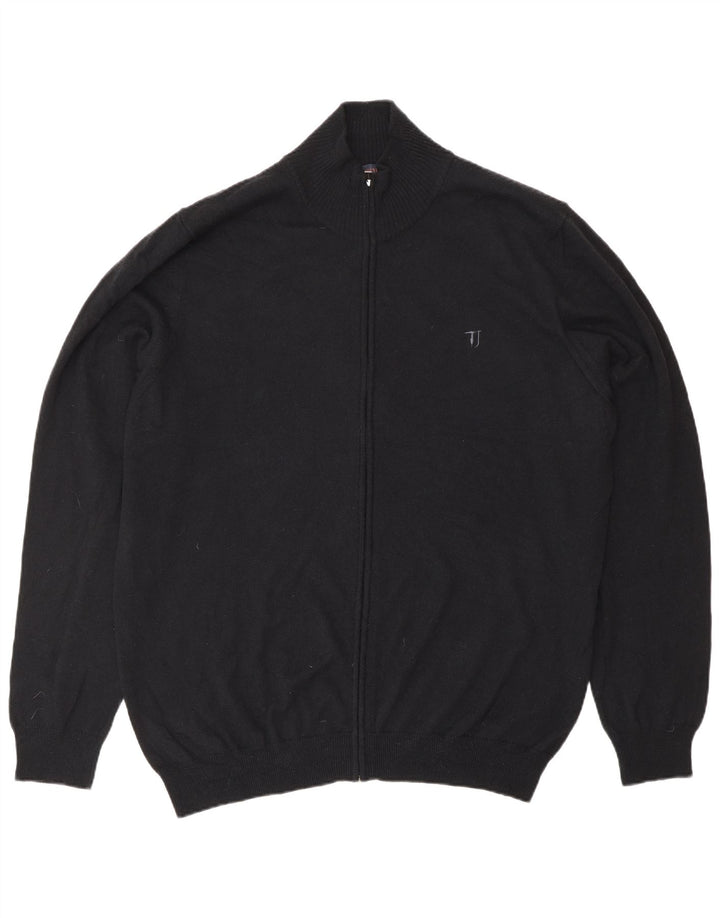 TRUSSARDI JEANS Męski sweter kardigan 3XL Czarna wełna