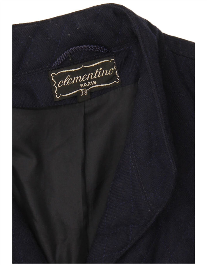 CLEMENTINO Womens 3 Button Quilted Blazer Jacket EU 38 Medium Navy Blue