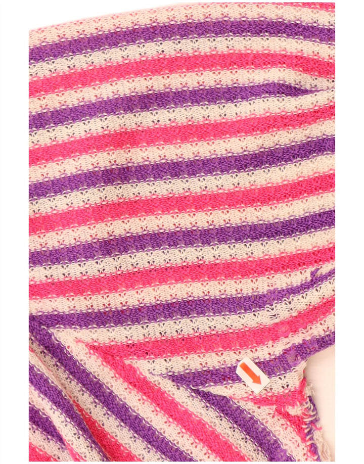 Sweter damski VINTAGE z dekoltem w łódkę UK 14, duże, wielokolorowe paski