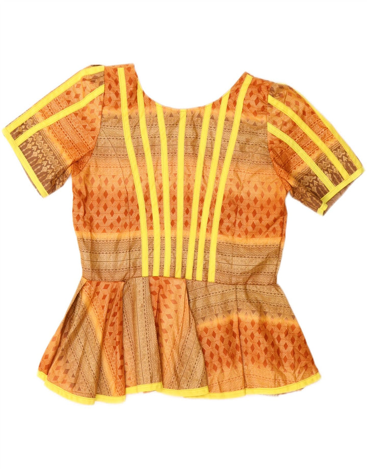 Bluzka damska Vintage Top UK 12 Medium Orange Geometric