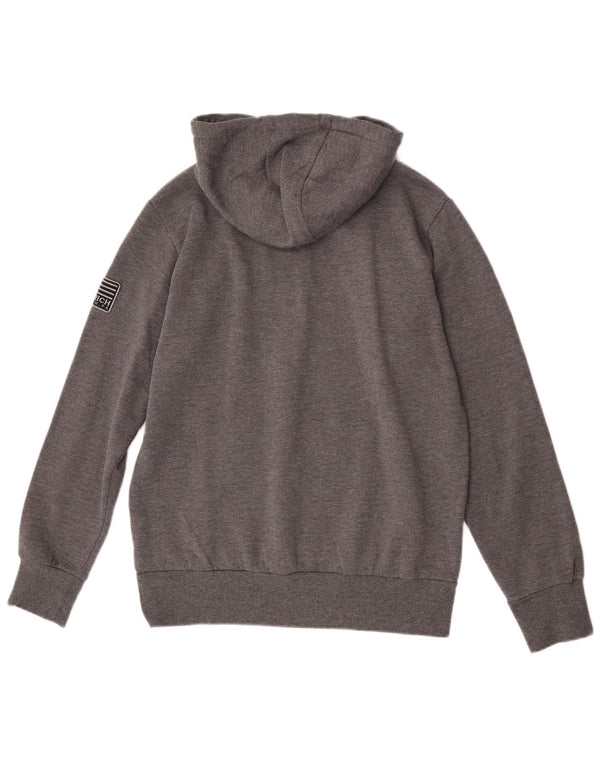 Damski sweter z kapturem Woolrich Penn-Rich Graphic, duży, szary, bawełniany