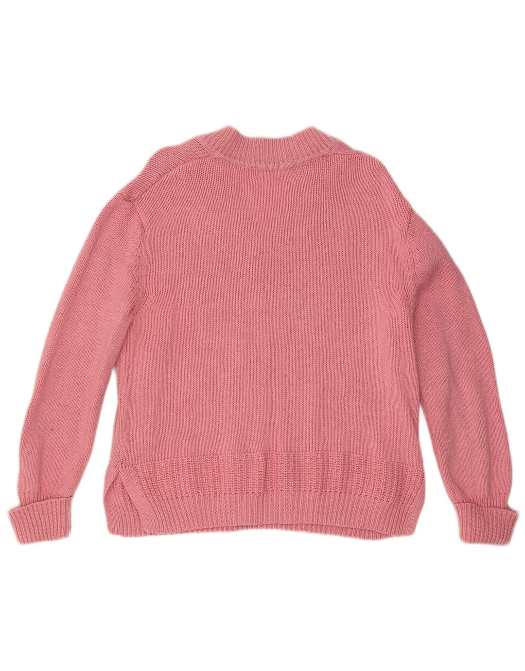 Marks & Spencer Damski sweter z dekoltem w kształcie litery V, UK 14, średni różowy, bawełniany