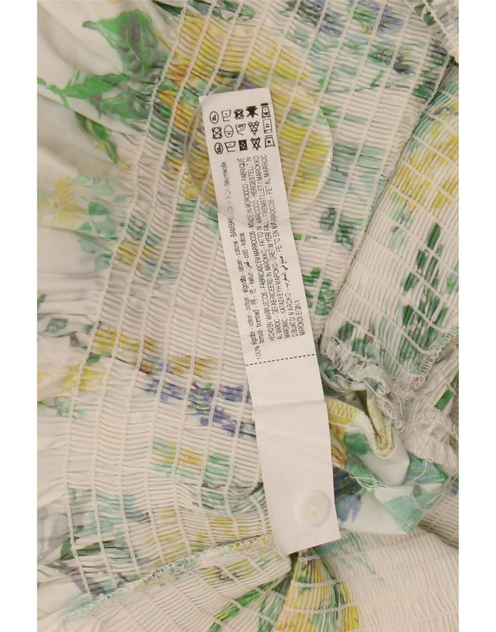 Damska sukienka koszulowa z rękawem 3/4 ZARA UK 10, mała, biała w kwiaty