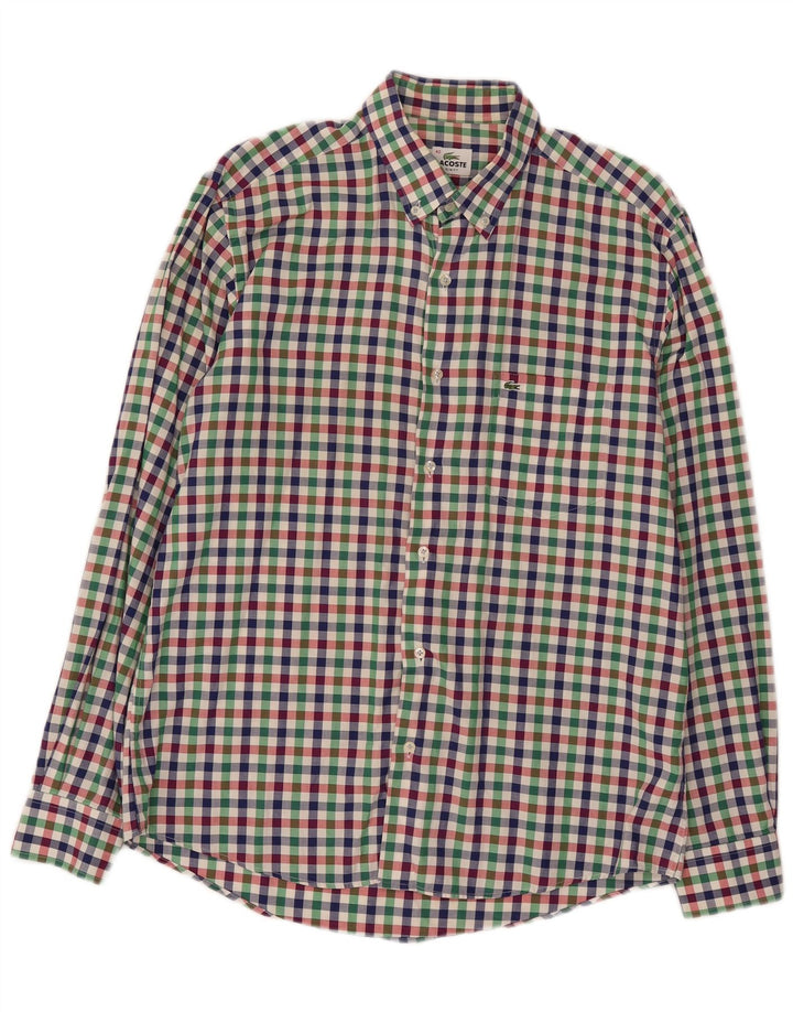 Męska koszula flanelowa Lacoste Slim Fit, rozmiar 42, duża, wielokolorowa kratka