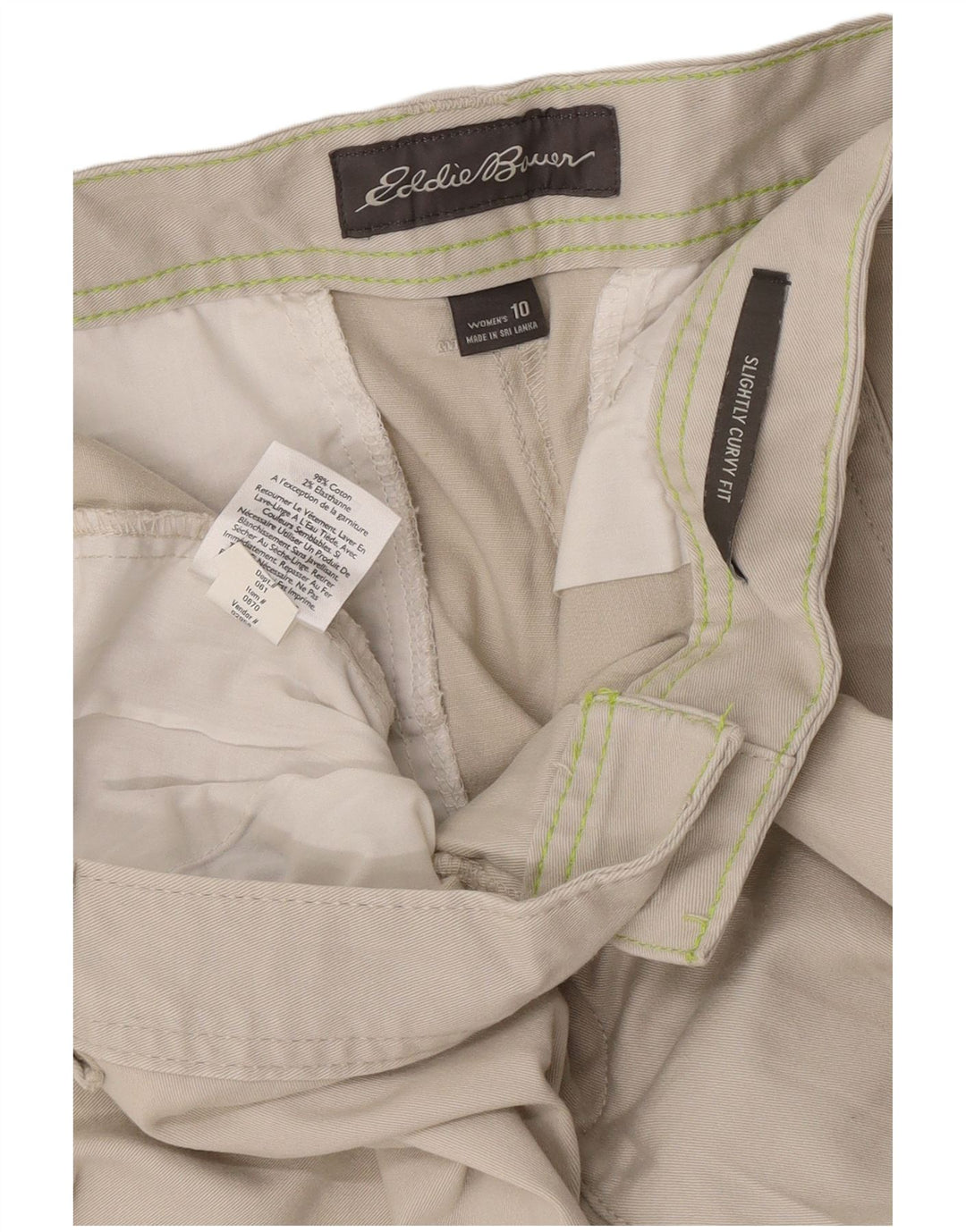 Spodenki Chino Eddie Bauer Damskie, lekko zakrzywione, US 10, duże, W32, beżowe, bawełniane