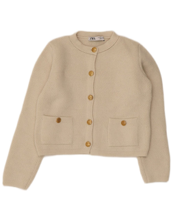 Sweter damski Zara Crop Cardigan UK 12 Średni Beż Akryl