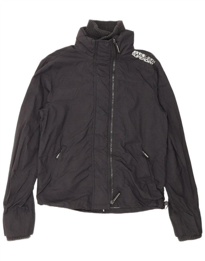Damska wiatrówka Superdry Graphic Rain Jacket UK 14 Średni czarny nylon