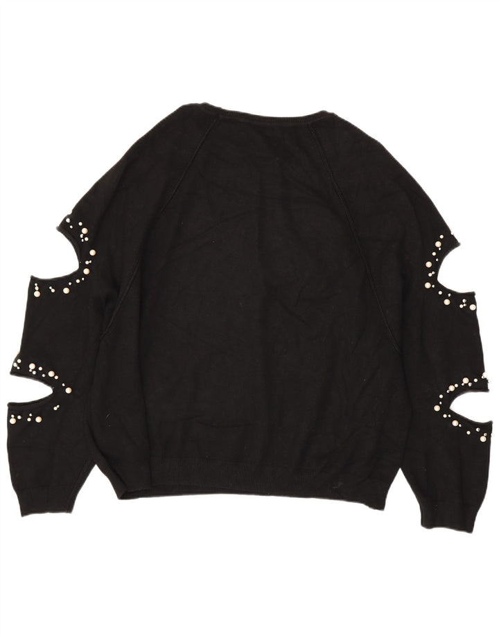 Damski sweter oversize z dekoltem w łódkę ZARA UK 14, średni czarny